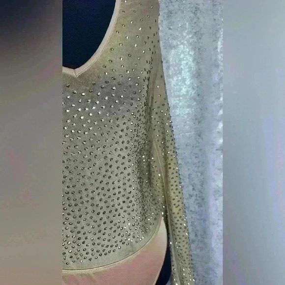 Soft nude color bodysuit with rhinestones - Picture 3 of 3
